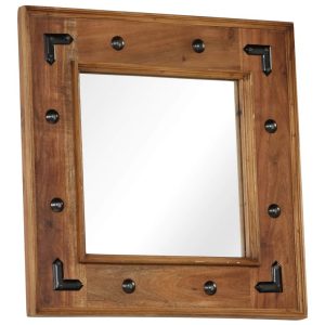 Mirror Solid Acacia Wood 50x50 cm