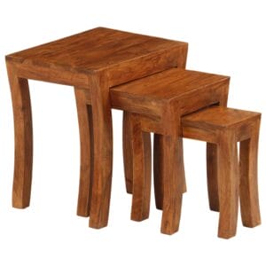 Nesting Table Set 3 Pieces Solid Acacia Wood 50x35x50 cm Brown
