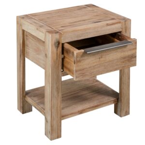 Nightstand with Drawer 40x30x48 cm Solid Acacia Wood