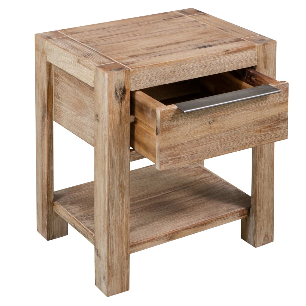 Nightstand with Drawer 40x30x48 cm Solid Acacia Wood