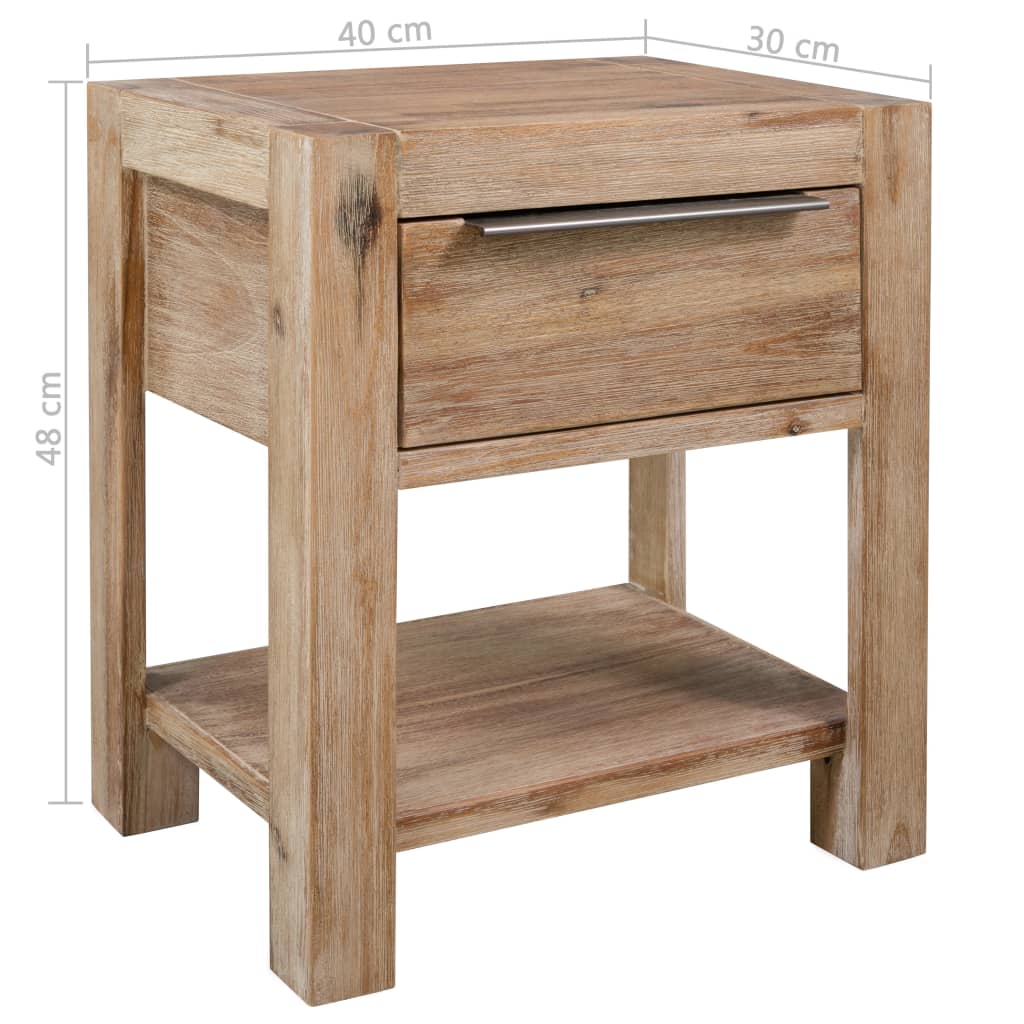 Nightstand with Drawer 40x30x48 cm Solid Acacia Wood