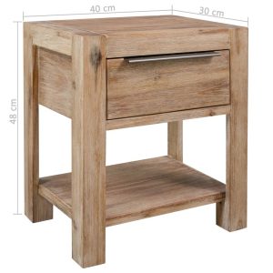 Nightstand With Drawer 40X30X48 Cm Solid Acacia Wood