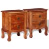 French Style Acacia Bedside Tables with Drawers