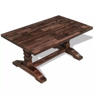 Pedestal Coffee Table Solid Acacia Wood 100x60x45 cm