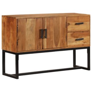 Acacia Wood Industrial Black Metal Frame Sideboard 115cm