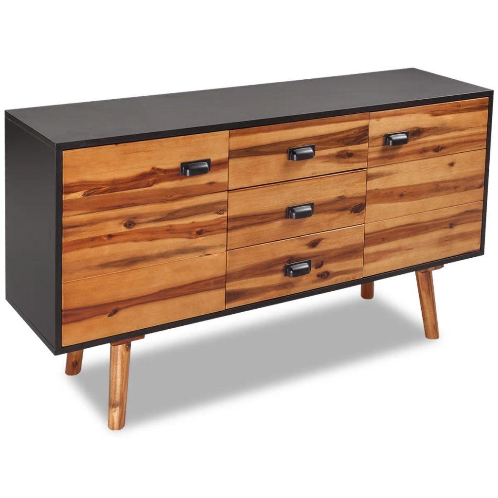 Acacia Sideboard Black and Brown 115cm