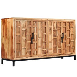 Large 4 Door Sideboard Acacia Solid Wood 145cm