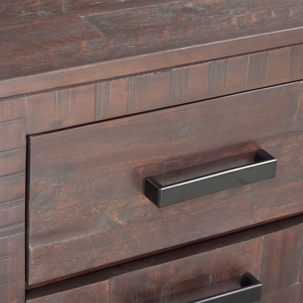 Sideboard Solid Acacia Wood Smoke Look 90x40x77 cm