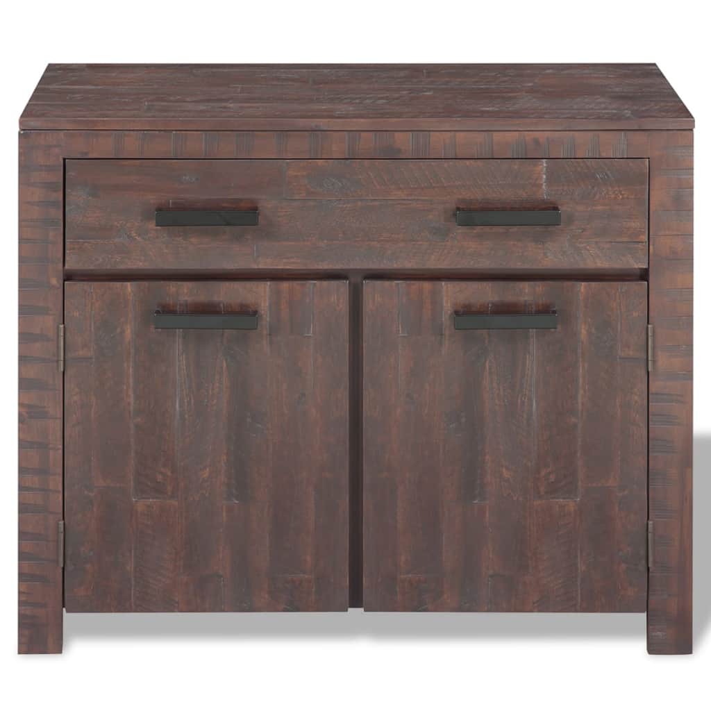Sideboard Solid Acacia Wood Smoke Look 90x40x77 cm