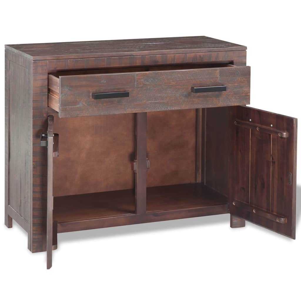 Sideboard Solid Acacia Wood Smoke Look 90x40x77 cm