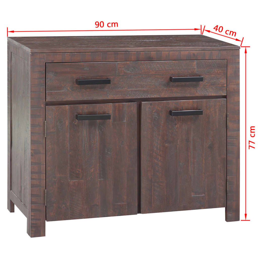 Sideboard Solid Acacia Wood Smoke Look 90x40x77 cm