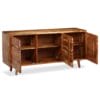 Sideboard Solid Wood with Carved Doors 160x40x75 cm