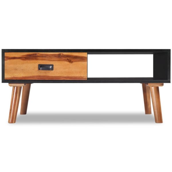 Solid Acacia Coffee Table Black and Brown 90x50x40cm
