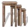 Three Piece Nesting Table Set Solid Acacia Wood