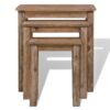 Three Piece Nesting Table Set Solid Acacia Wood
