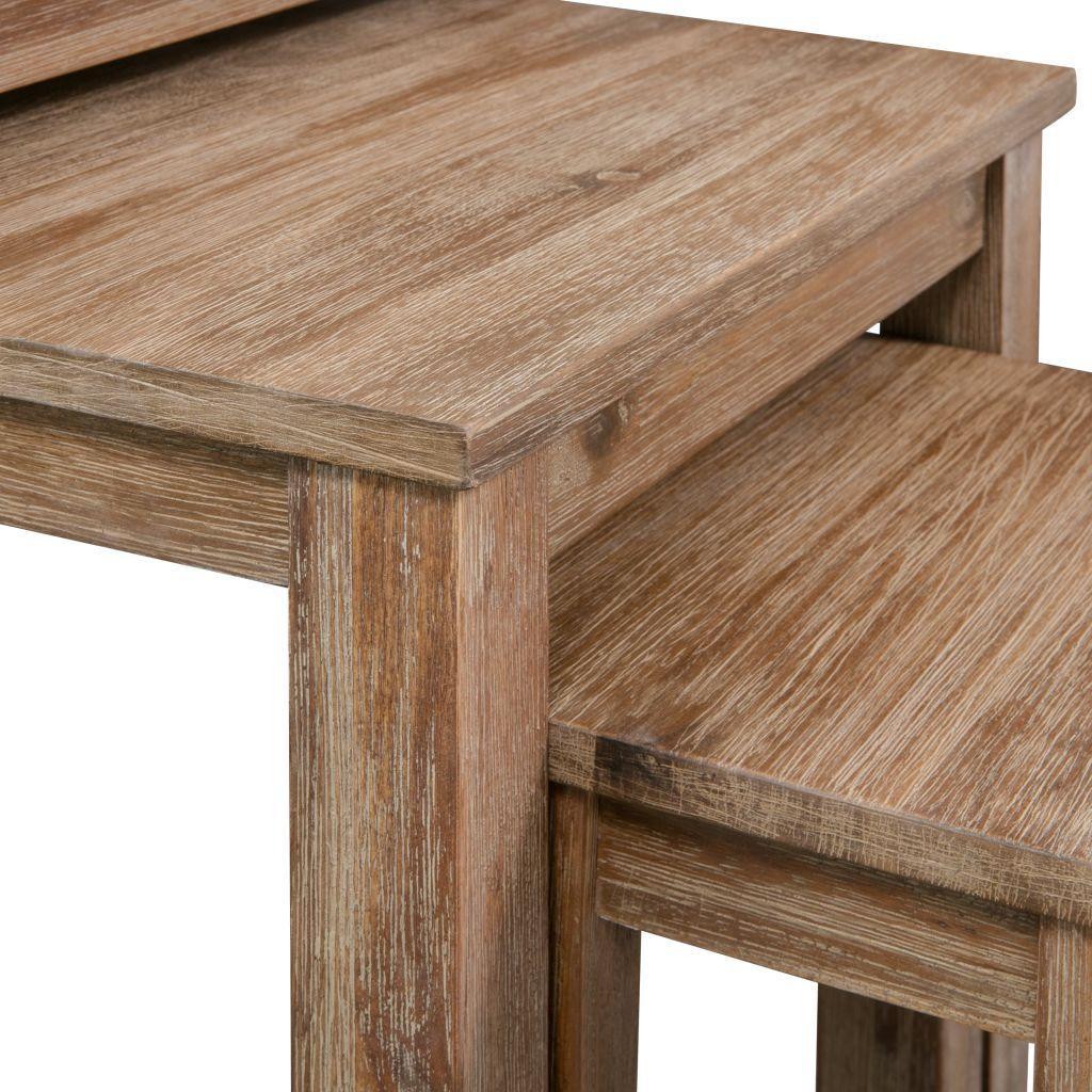 Three Piece Nesting Table Set Solid Acacia Wood