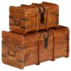 Treasure Chest Set 2 Pieces Solid Acacia Wood Sheesham Finish