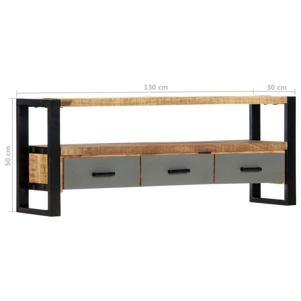 Industrial Tv Cabinet 130X30X50 Cm Solid Mango Wood