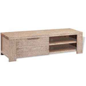 TV Cabinet Solid Brushed Acacia Wood 140x38x40 cm
