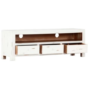 TV Cabinet White 120x30x40 cm Solid Acacia Wood