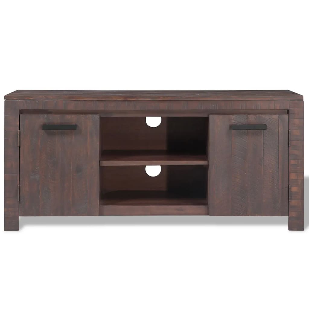 TV Stand Solid Acacia Wood Smoke Look 120x38x55 cm