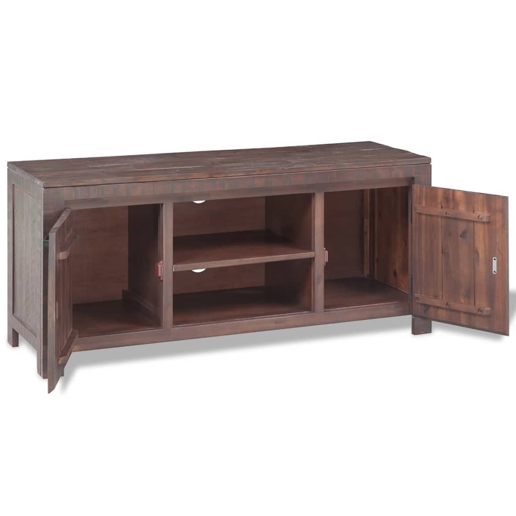TV Stand Solid Acacia Wood Smoke Look 120x38x55 cm