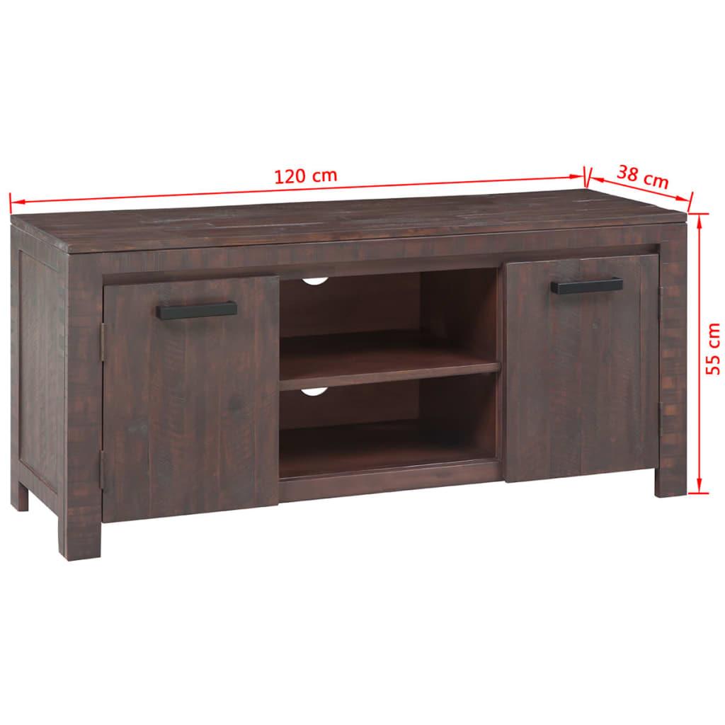 TV Stand Solid Acacia Wood Smoke Look 120x38x55 cm