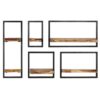Wall Shelf Set 5 Pieces Solid Acacia Wood and Steel