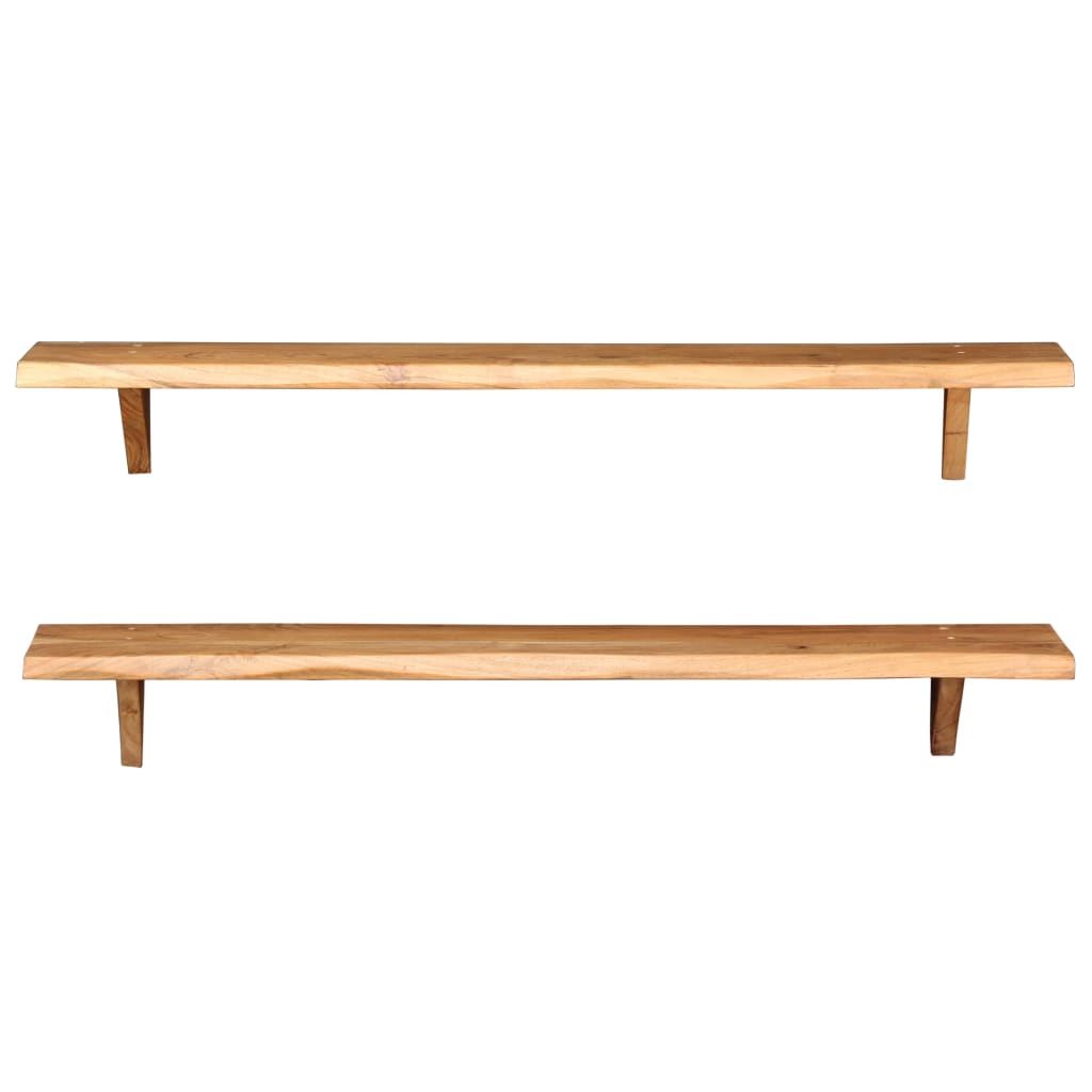 Wall Shelves 2 pcs 120x20x16 cm Solid Acacia Wood