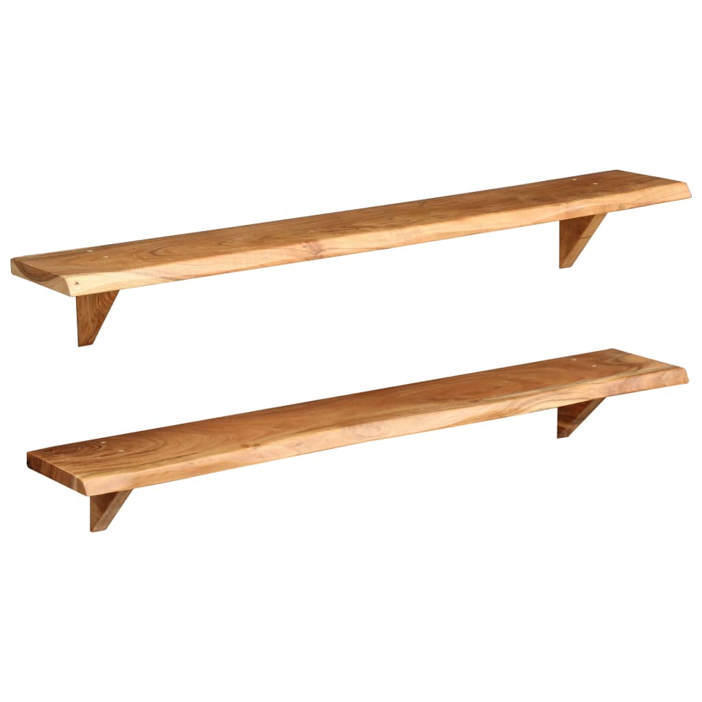 Wall Shelves 2 pcs 120x20x16 cm Solid Acacia Wood