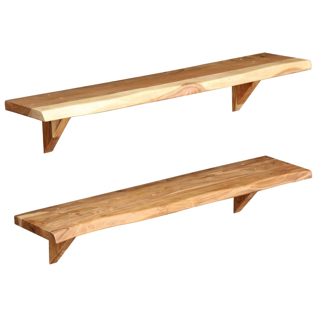 Wall Shelves 2 pcs 90x20x16 cm Solid Acacia Wood