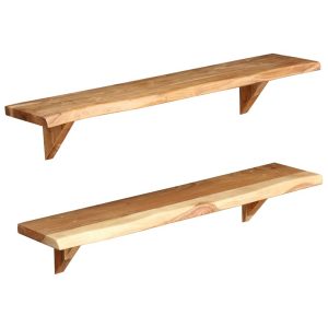Wall Shelves 2 Pcs 90X20X16 Cm Solid Acacia Wood