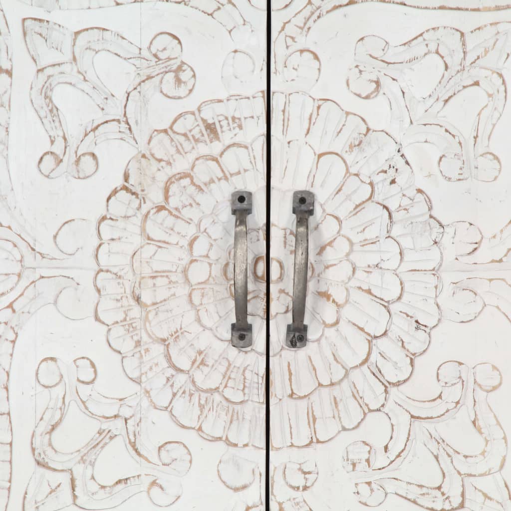 Wardrobe Handmade White 110x56x183 cm Solid Acacia Wood