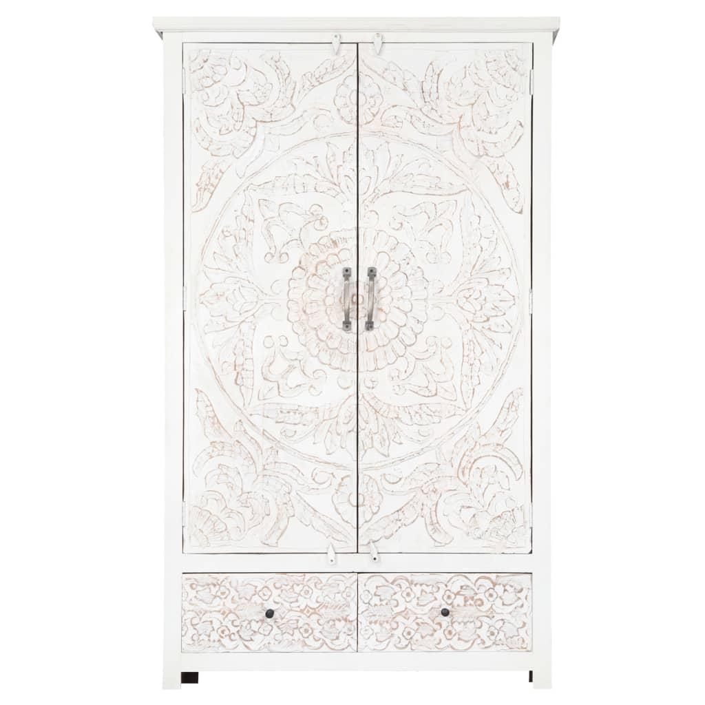 Wardrobe Handmade White 110x56x183 cm Solid Acacia Wood