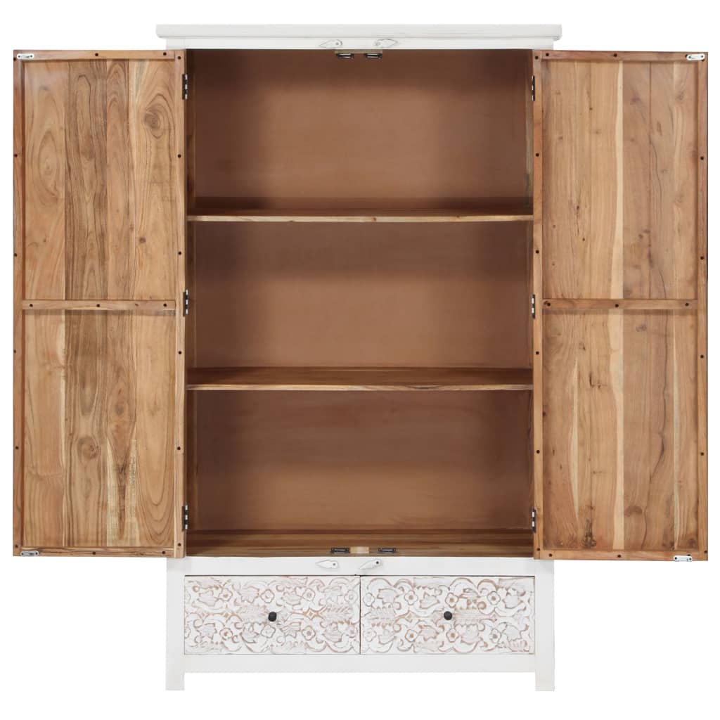 Wardrobe Handmade White 110x56x183 cm Solid Acacia Wood