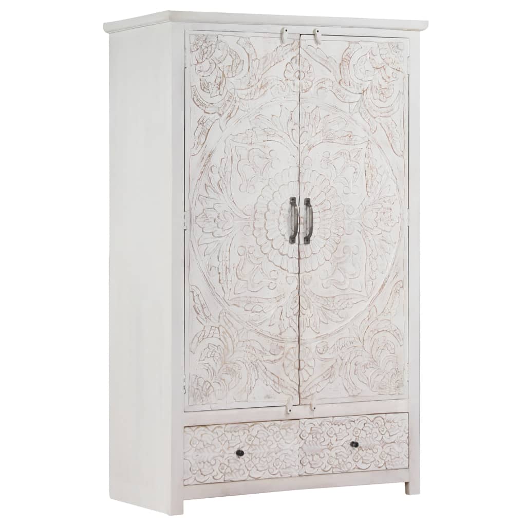 Wardrobe Handmade White 110x56x183 cm Solid Acacia Wood