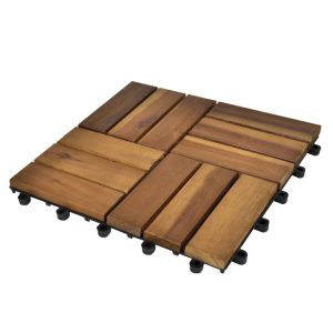 10 pcs Acacia Decking Tiles 30 x 30 cm Solid Wood