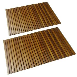 2 pcs Acacia Bath Mat 80 x 50 cm Solid Wood