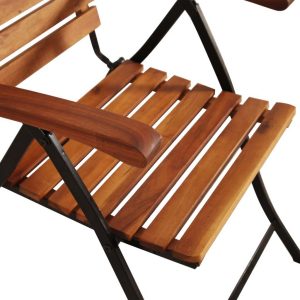 2 Pcs Reclining Garden Chairs Solid Acacia Wood