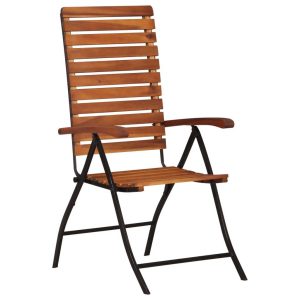 2 pcs Reclining Garden Chairs Solid Acacia Wood