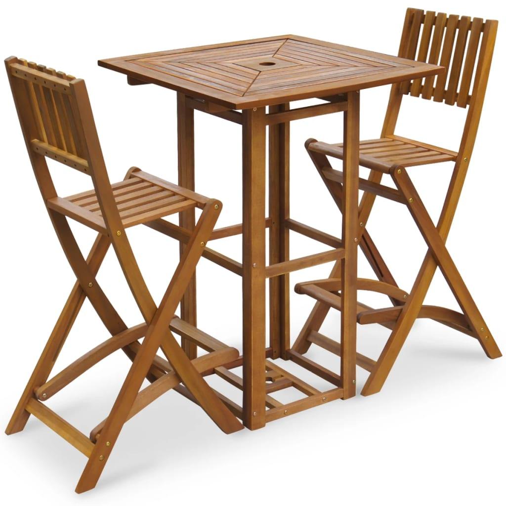 3 Piece Solid Acacia Wood Bistro Set