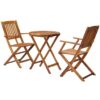 2 Seater Round Folding Bistro Set Solid Acacia Wood