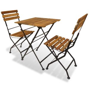 2 Seater Square Folding Bistro Set Solid Acacia Wood