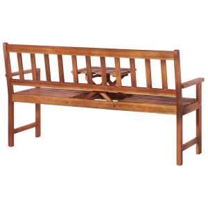 3-Seater Garden Bench with Table 158 cm Solid Acacia Wood Brown