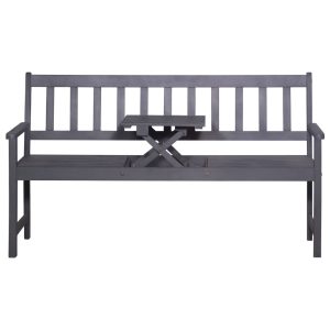 3-Seater Garden Bench with Table 158 cm Solid Acacia Wood Grey