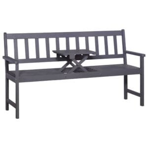 3-Seater Garden Bench with Table 158 cm Solid Acacia Wood Grey
