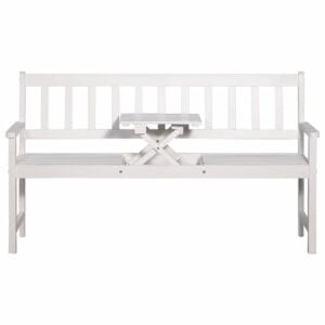 3-Seater Garden Bench with Table 158 cm Solid Acacia Wood White