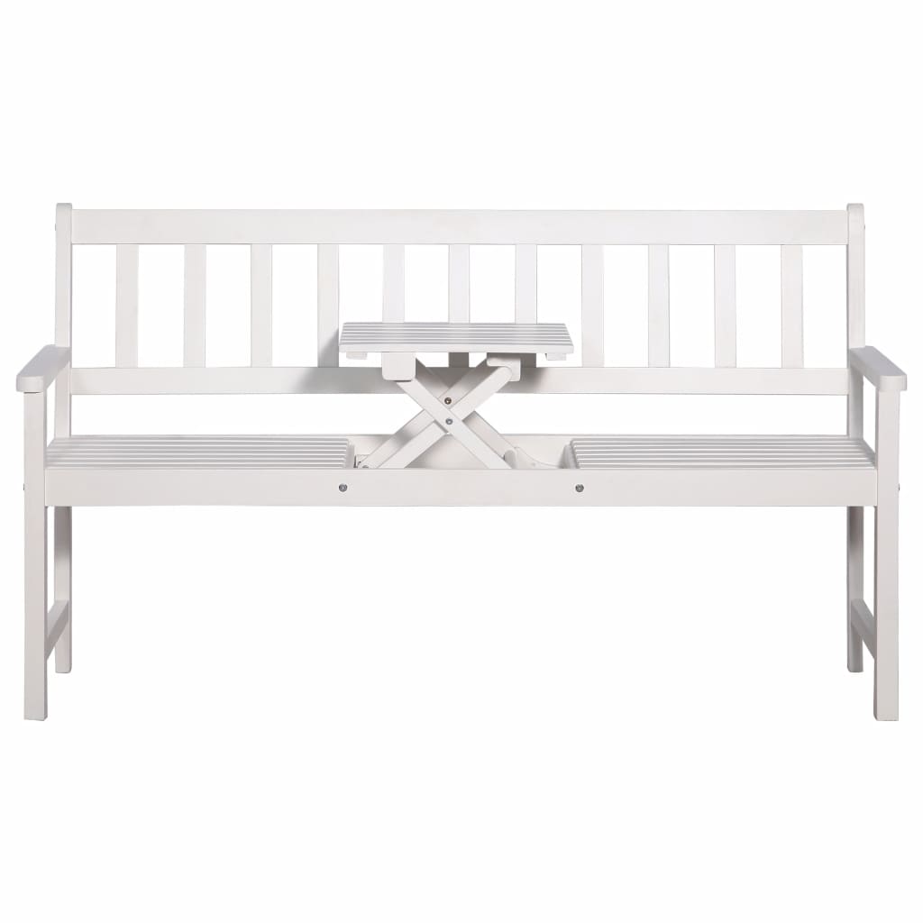 3-Seater Garden Bench with Table 158 cm Solid Acacia Wood White