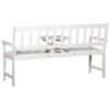 3-Seater Garden Bench with Table 158 cm Solid Acacia Wood White