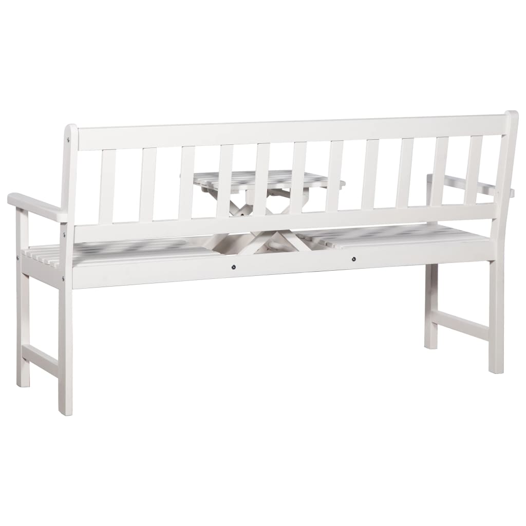3-Seater Garden Bench with Table 158 cm Solid Acacia Wood White